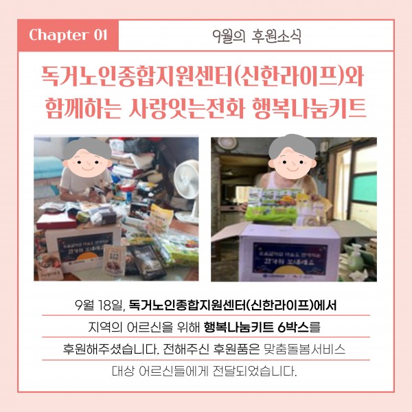 독거노인종합지원센터(신한라이프)와 함께하는 사랑잇는전화 행복나눔키트 전달